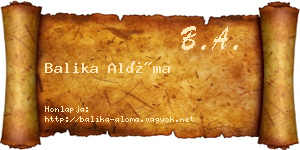 Balika Alóma névjegykártya
